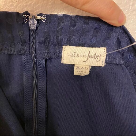 Maison Jules navy blue Double Layered chiffon gingham Mini Skirt Notte XXL - Picture 8 of 9